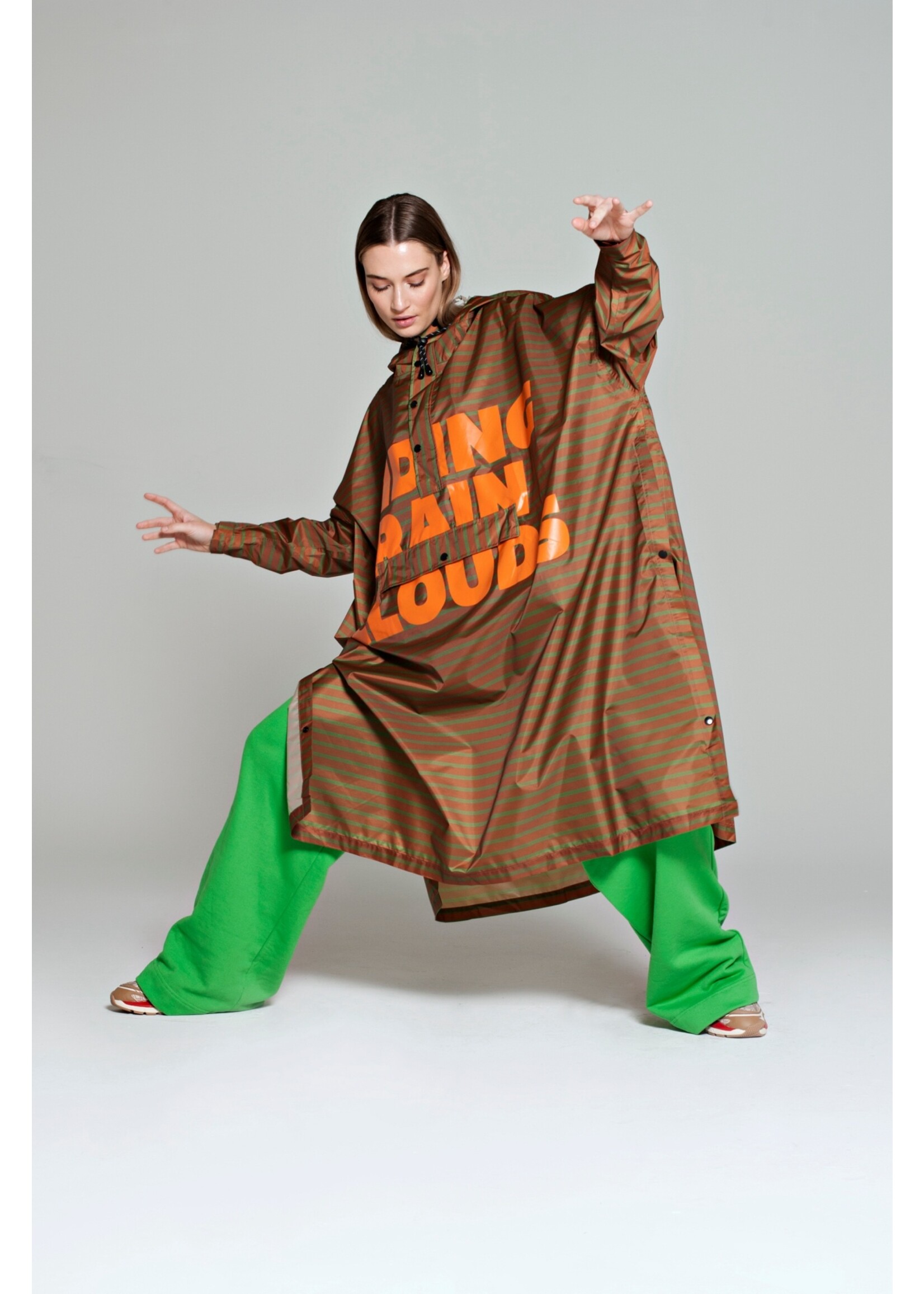 Rainkiss Breton Brown Green Text - Rain Poncho