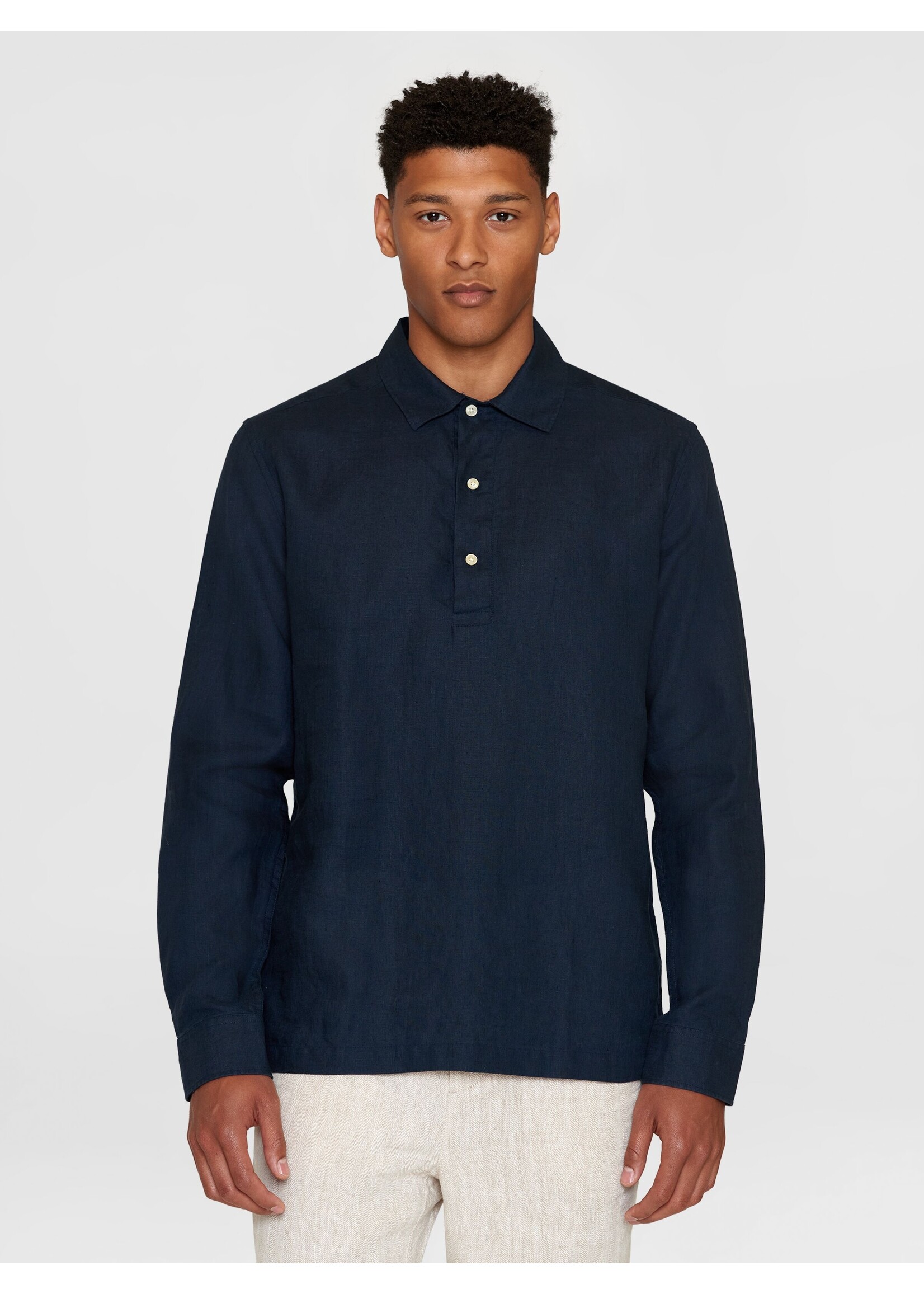 Knowledge Cotton 1090079 Loose Linen Polo Shirt