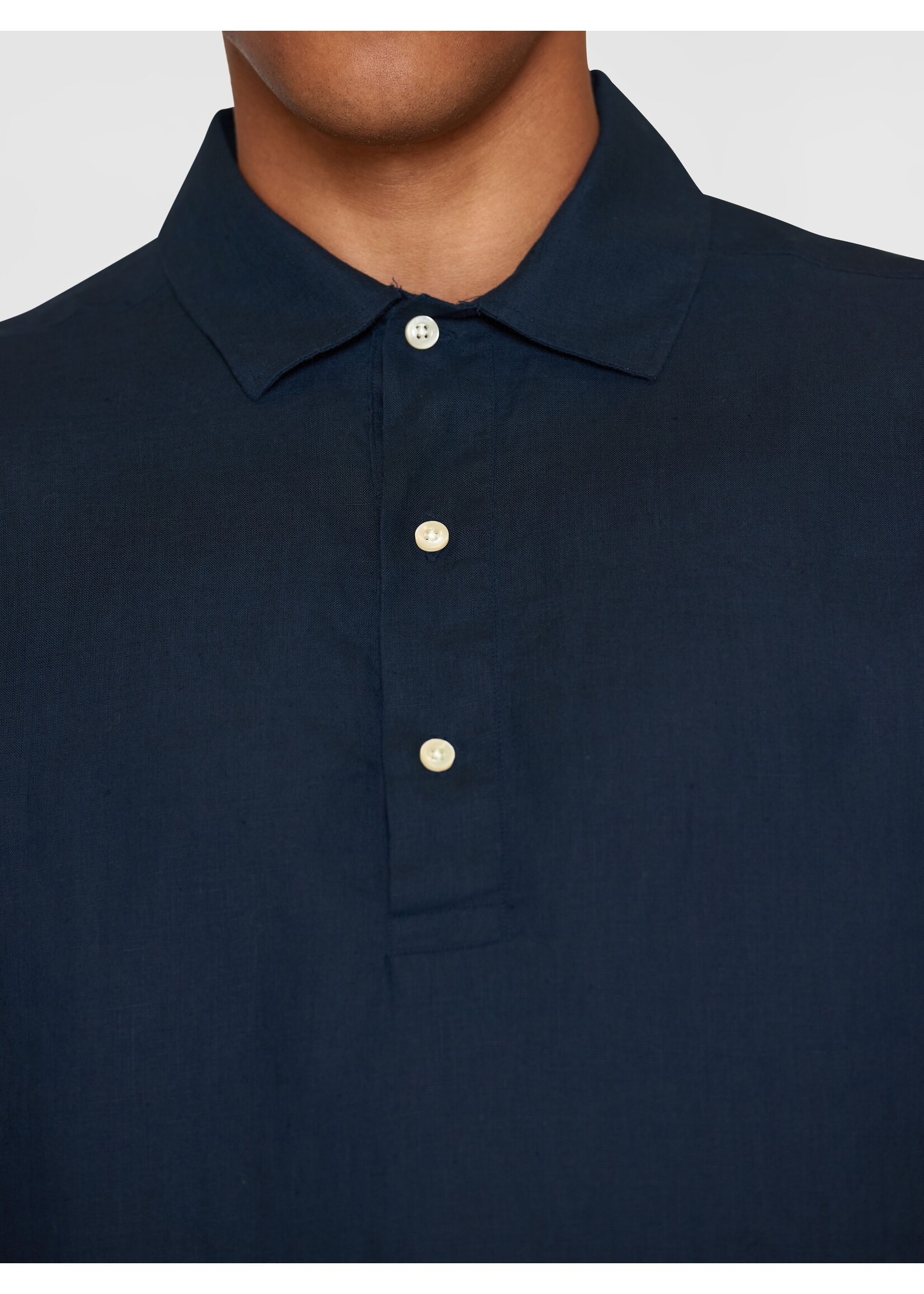 Knowledge Cotton 1090079 Loose Linen Polo Shirt