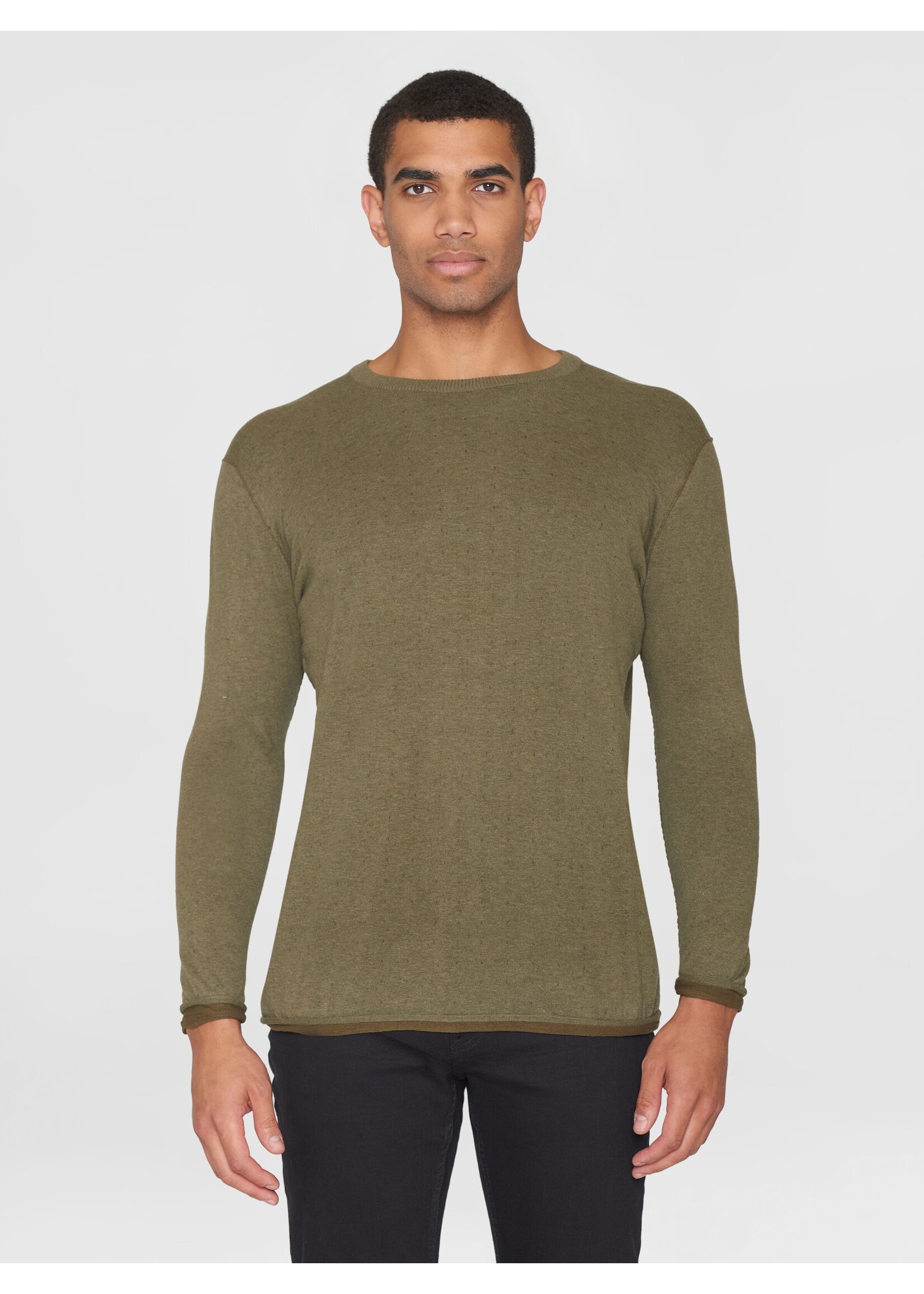 Knowledge Cotton Regular Double Layer Crew Neck Knit