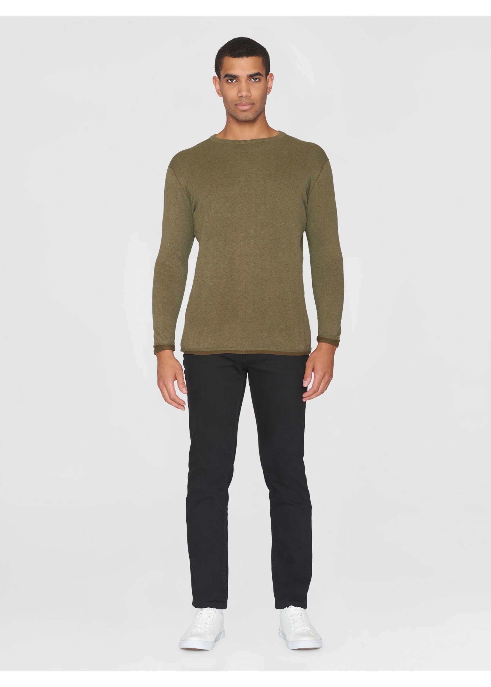 Knowledge Cotton Regular Double Layer Crew Neck Knit