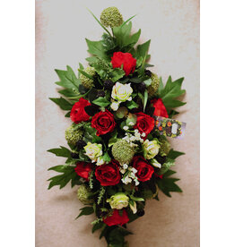 Zijden bloemstuk rood 50 euro