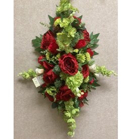 Zijden bloemstuk rood 75 euro