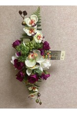 Zijden bloemstuk paars 30 euro