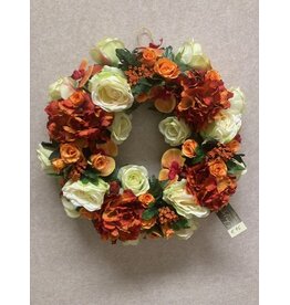 Zijden bloemstuk oranje 75 euro