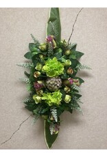 Zijden bloemstuk paars 100 euro