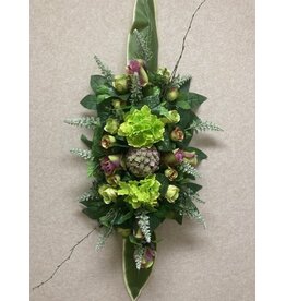 Zijden bloemstuk paars 100 euro