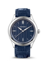 Memoria gedenkhorloge met zilver en blauwe wijzerplaat  en bandje naar keuze - Copy