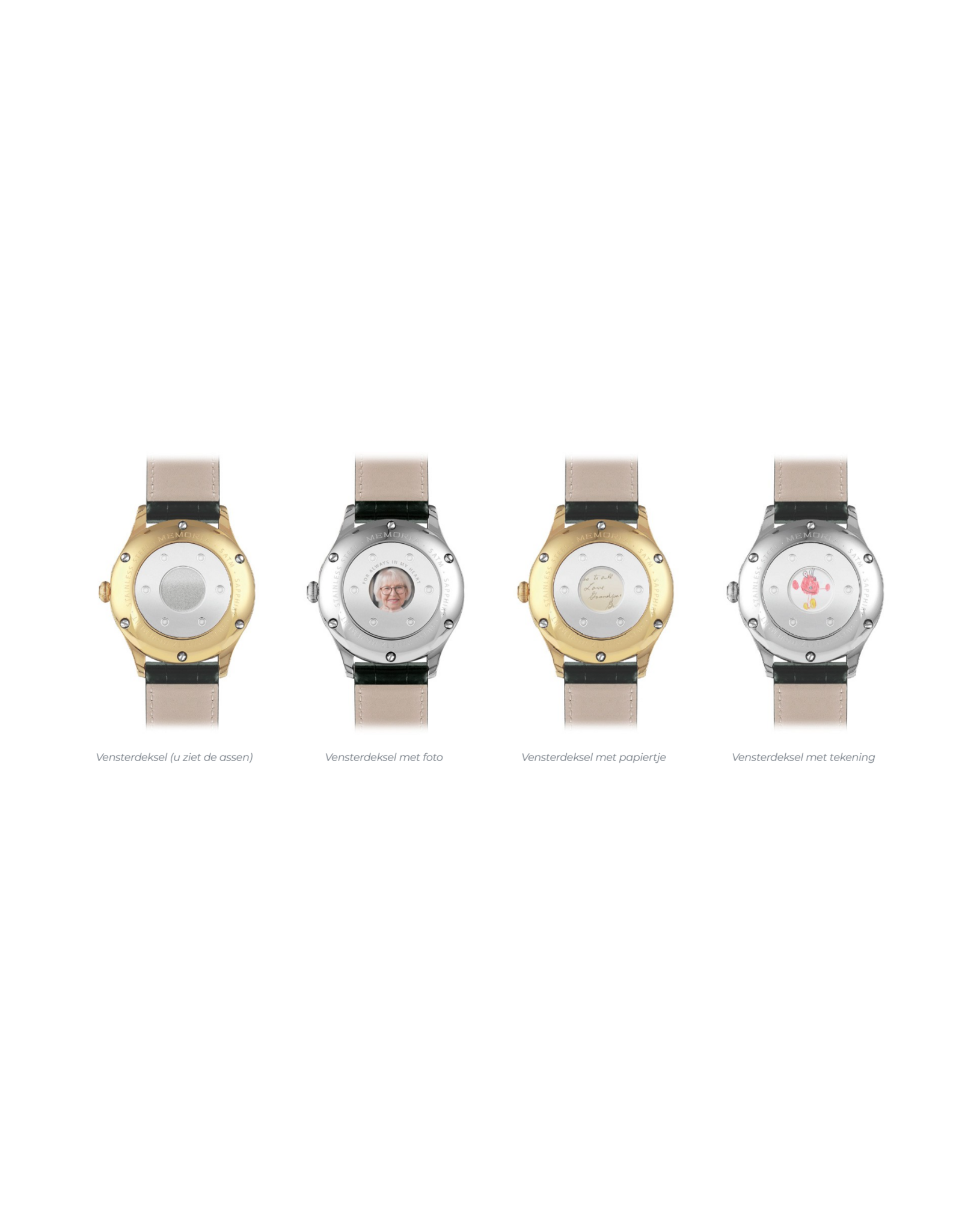 Memoria gedenkhorloge met zilveren wijzerplaat en zilverkleurige bandje