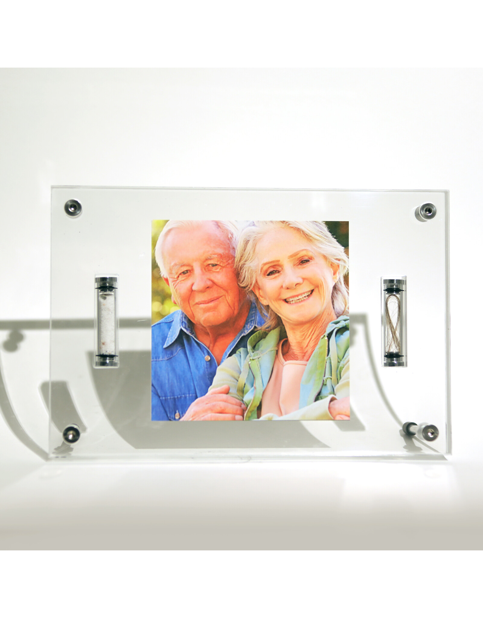 fotoblok plexiglas met twee compartimenten voor ashouders
