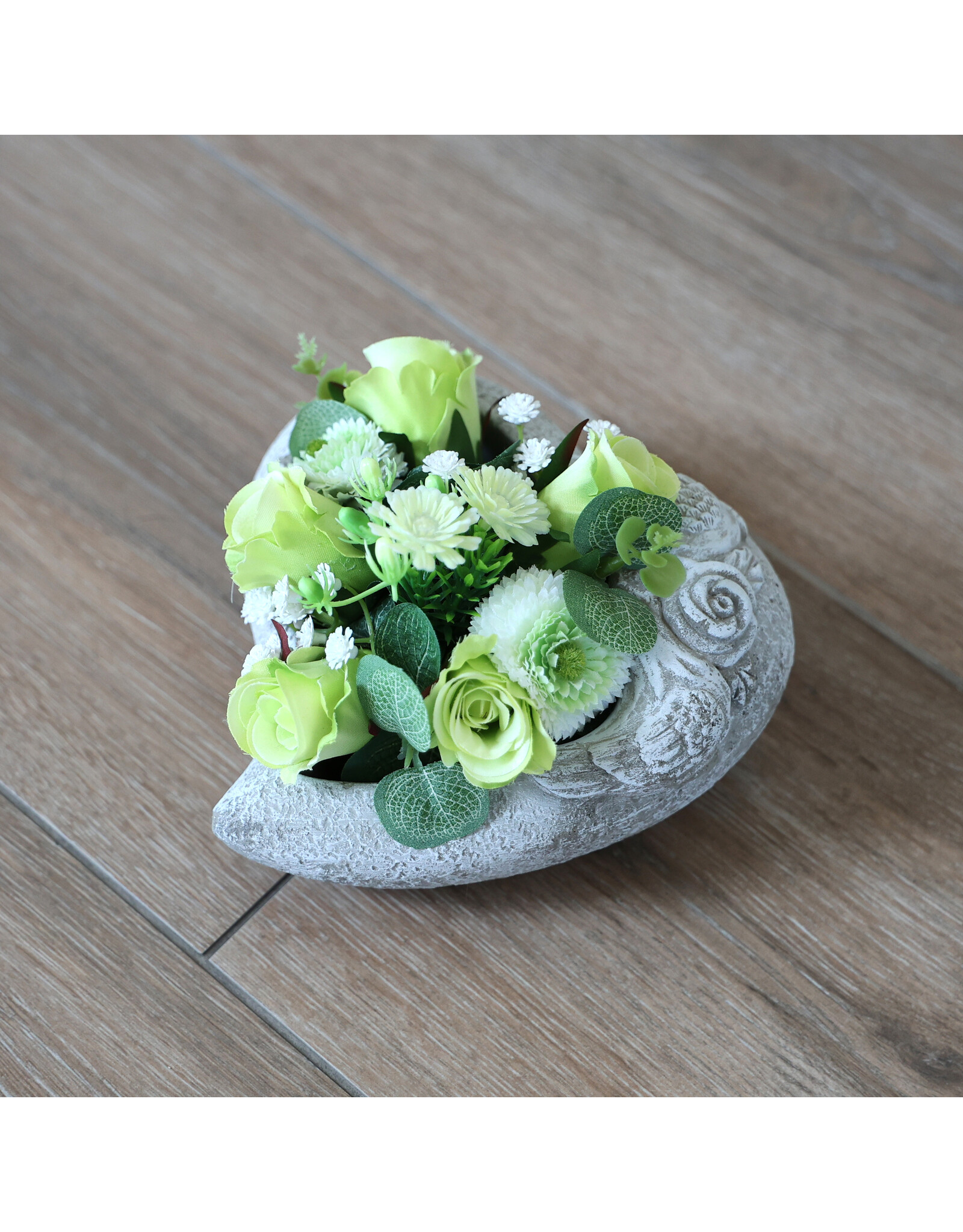 Image Floral zijden bloempotje wit 1 | hartje