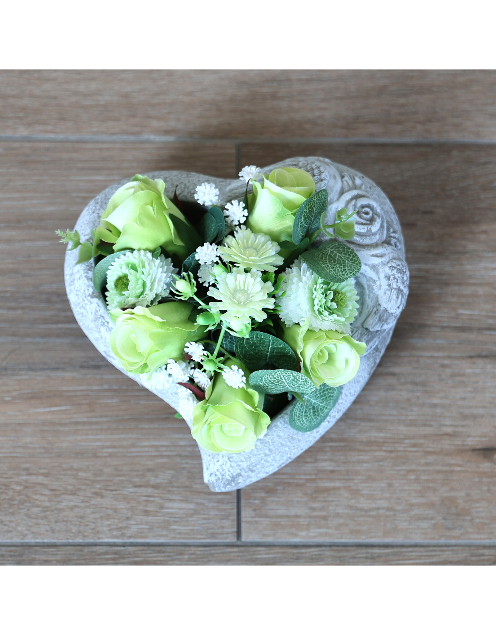Image Floral zijden bloempotje wit 1 | hartje