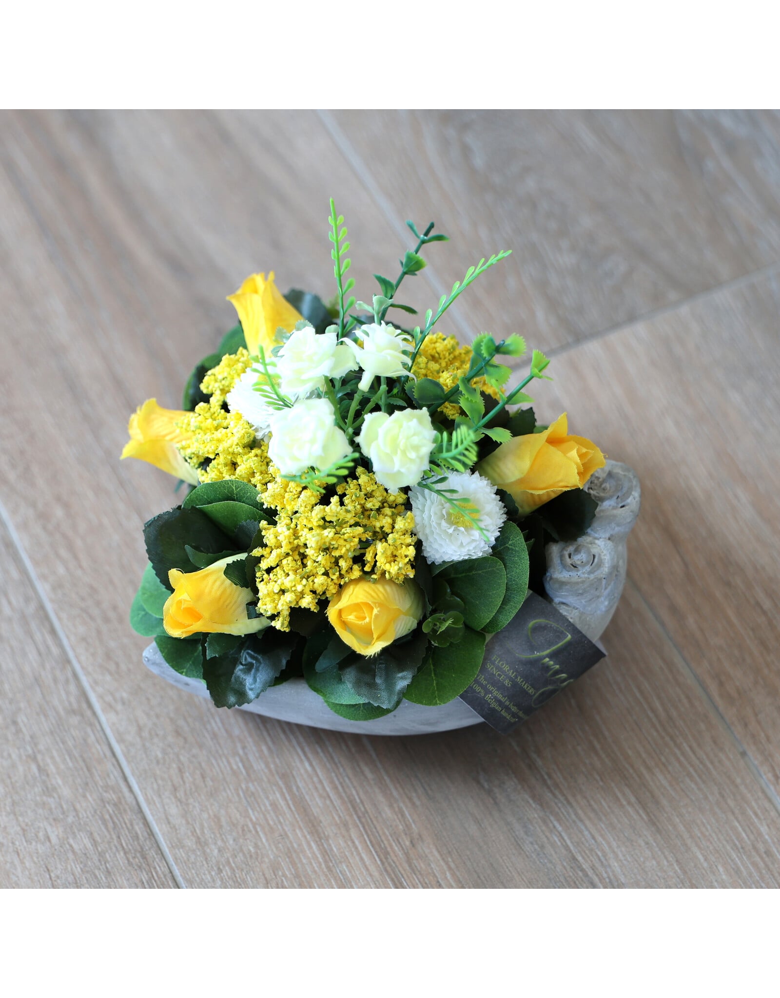 Image Floral zijden bloempotje geel 1 | hartje