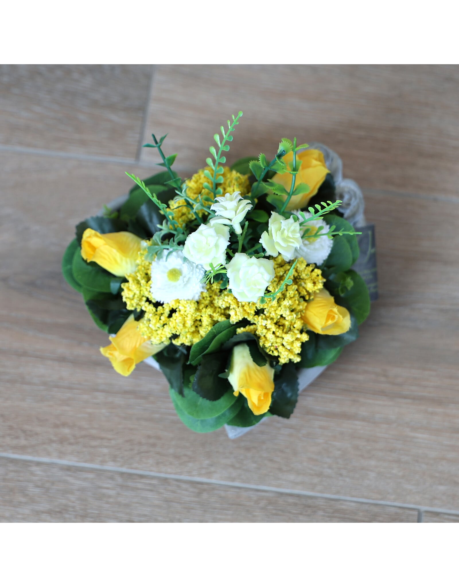 Image Floral zijden bloempotje geel 1 | hartje