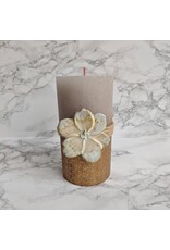 Bina Handmade Grote kaars met bloem in keramiek