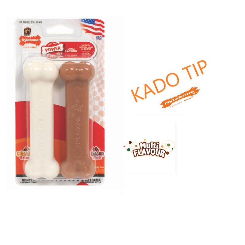 Nylabone Power chew duo bacon en kip kluif maat M