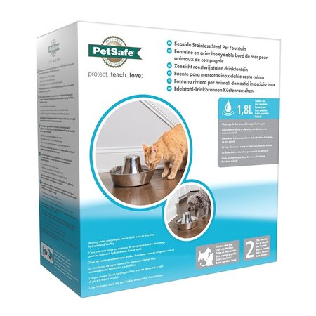 PetSafe Drinkfontein roestvrijstaal Seaside 1,8 liter