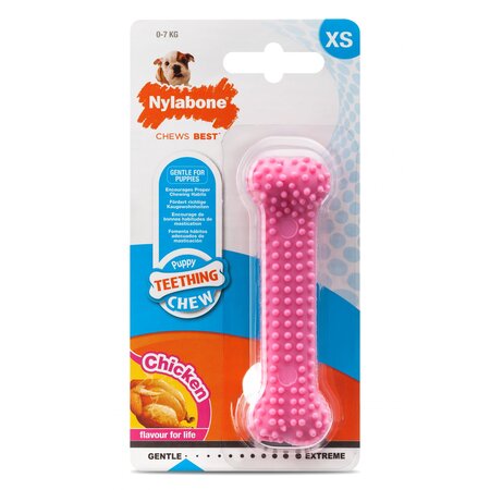 Nylabone Puppy Dental Bone Pink XS Chicken Flavour