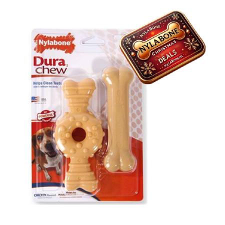 Nylabone Dura Chew Twin Pack Peanut and Chicken Medium