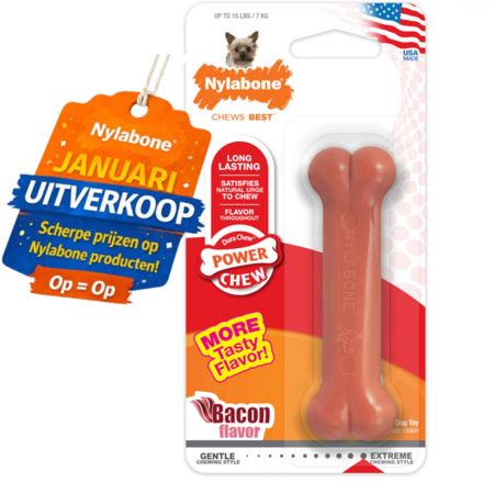 Nylabone Dura Chew Bacon Bone Petite geschikt voor kleine extreme kauwers tot 7kg