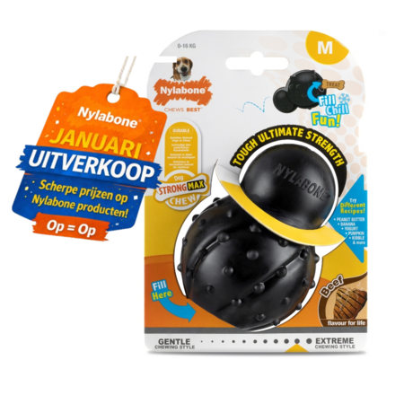 Nylabone Strong Chew Max Cone Beef medium – duurzame rubberen kauw en snack-cone