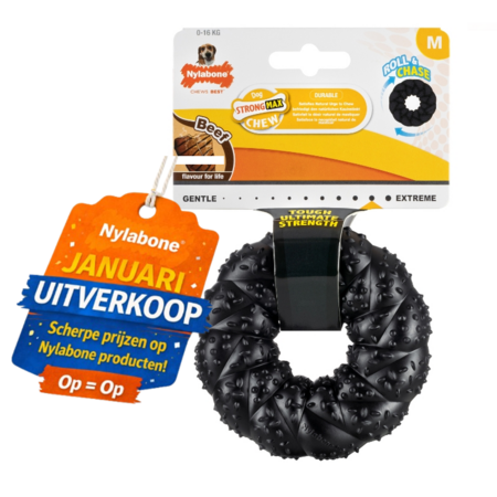 Nylabone Strong chew max braid ring beef gemaakt van sterk rubber  medium