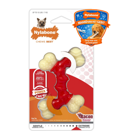 Nylabone Power Chew Double Bone Bacon Dog Chew Toy XS