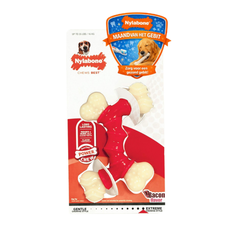 Nylabone Power Chew Double Bone Bacon Dog Chew Toy M