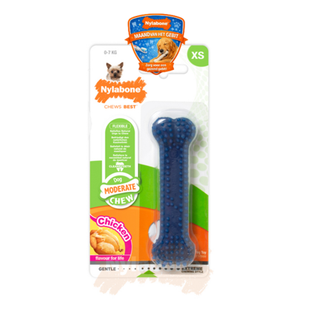 Nylabone Flexi Chew Gumabone – Getextureerd Dental Kauwbot voor Honden XS
