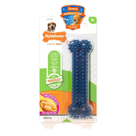 Nylabone Flexi Chew Gumabone – Getextureerd Dental Kauwbot voor Honden M