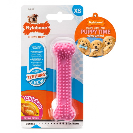 Nylabone Puppy Dental Bone Pink XS Chicken Flavour