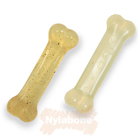 Nylabone Moderate Duopack XS Kauwbotten – Kip & Rund is speciaal ontwikkeld voor extra kleine honden tot 7 kg