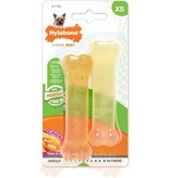 Nylabone Moderate Duopack XS Kauwbotten – Kip & Rund is speciaal ontwikkeld voor extra kleine honden tot 7 kg