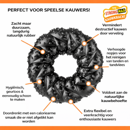 Nylabone Strong chew max braid ring beef gemaakt van sterk rubber  medium