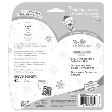 Nylabone Power Chew Holiday Ring XL met frisse wintergreen smaak