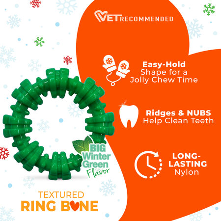Nylabone Power Chew Holiday Ring XL met frisse wintergreen smaak
