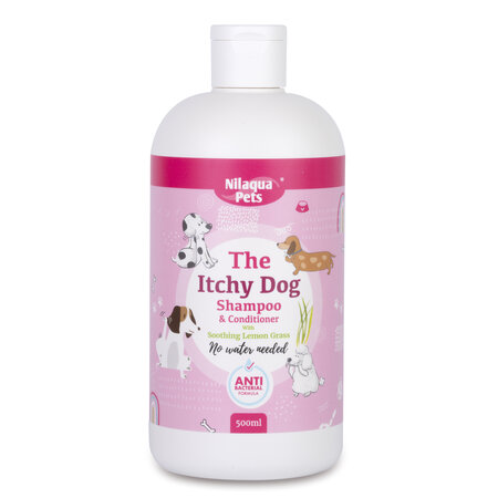 Nilaqua The Itchy Dog Shampoo & Conditioner – Droogshampoo voor honden met een gevoelige of jeukende huid