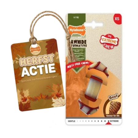 Nylabone  xtreme Chew Rawhide Alternative  Bone Beef XS Beef – Extra Sterk Kauwbot – NRKR101