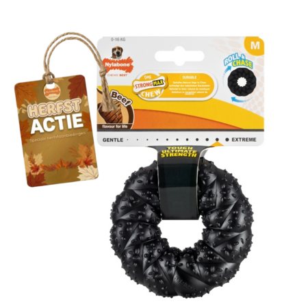 Nylabone Strong chew max braid ring beef gemaakt van sterk rubber  medium