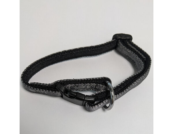De-Tail Halsband nylon met zachte voering+snelsluiting 10mm x 20-30cm  -grijs