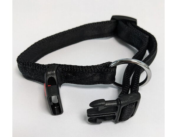 De-Tail Halsband Nylon met zachte voering en snelsluiting 15 mm x 25-35 cm zwart