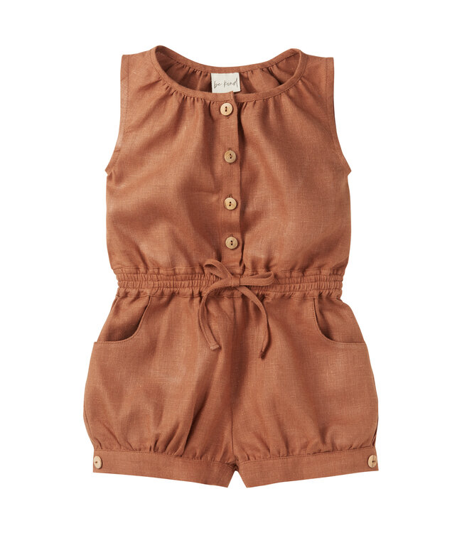 Be Kind Poppy Pecan // KIDS // Linen Playsuit