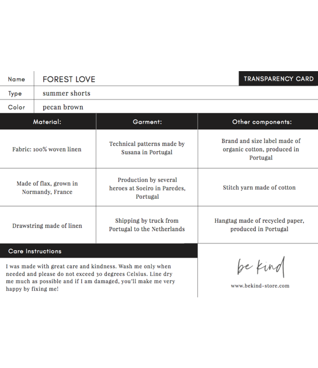 Be Kind Forest Love Short // KIDS // Pecan Linnen Korte Broek