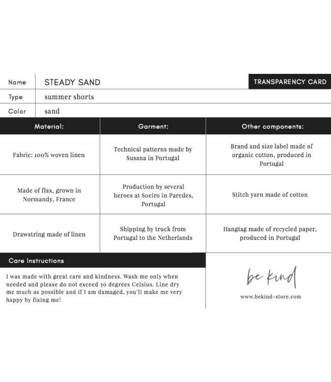 Be Kind Steady Sand // KIDS // Linnen Korte Broek