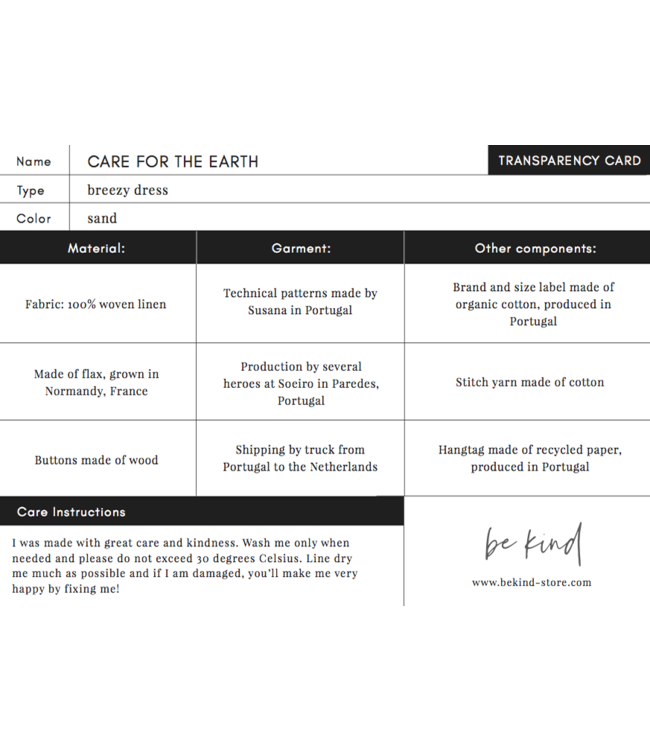 Be Kind Care for the Earth // KIDS // Linnen Jurk