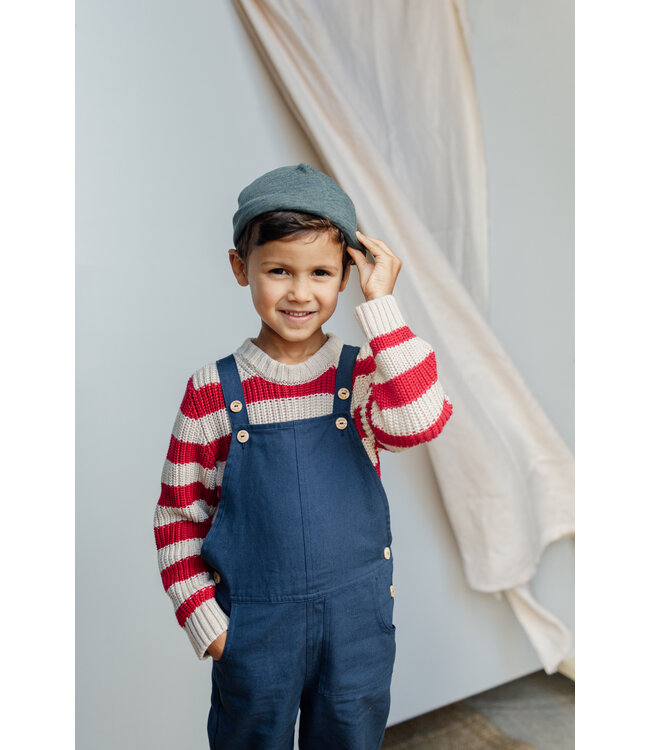 Be Kind Skylar Sweater // KIDS // Biologisch Katoen // Strepen Latte Red