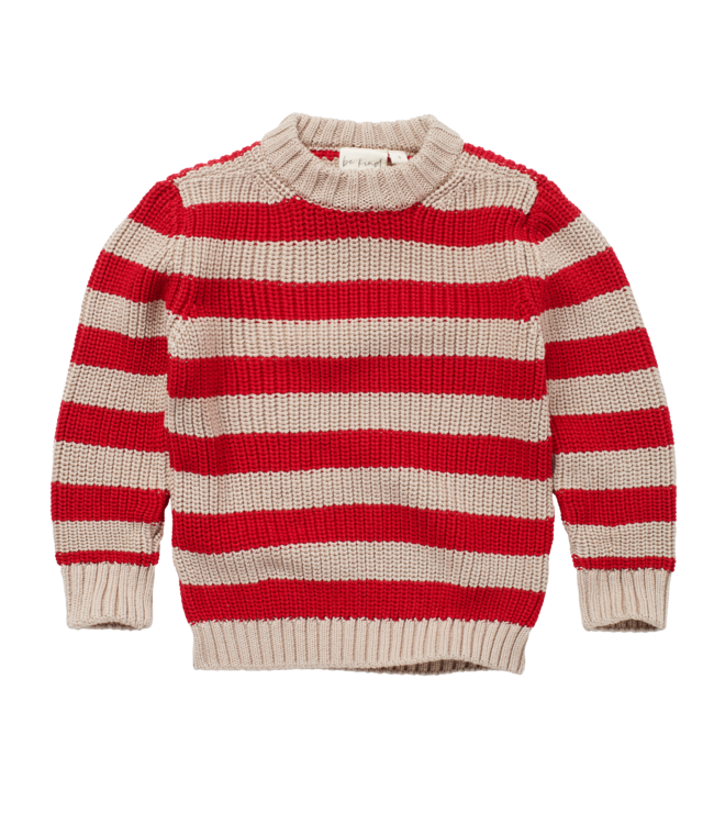 Be Kind Skylar Sweater // KIDS // Biologisch Katoen // Strepen Latte Red