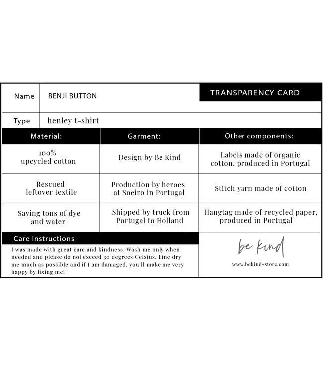 Be Kind Benji Button T-Shirt // KIDS // Blauw