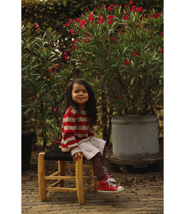 Be Kind Skylar Sweater // KIDS // Biologisch Katoen // Strepen Latte Red