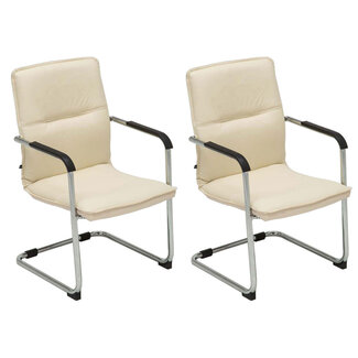 CLP 2er Set Besucherstuhl Seattle Kunstleder Creme